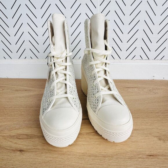 ⭐Converse Chuck 70 De Luxe Heel Platform Knit 7.5 Men Shoes Egret Boots A07535C⭐ - Picture 3 of 9